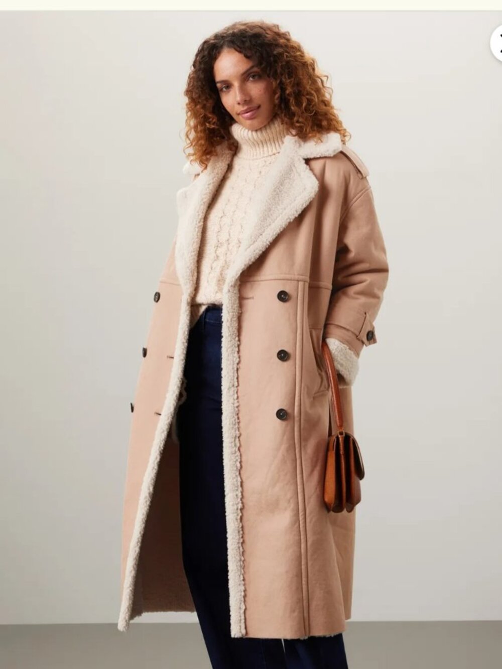 Great Jones Lined Sherpa Coat 100% Polyurethane Size Medium MSRP $300